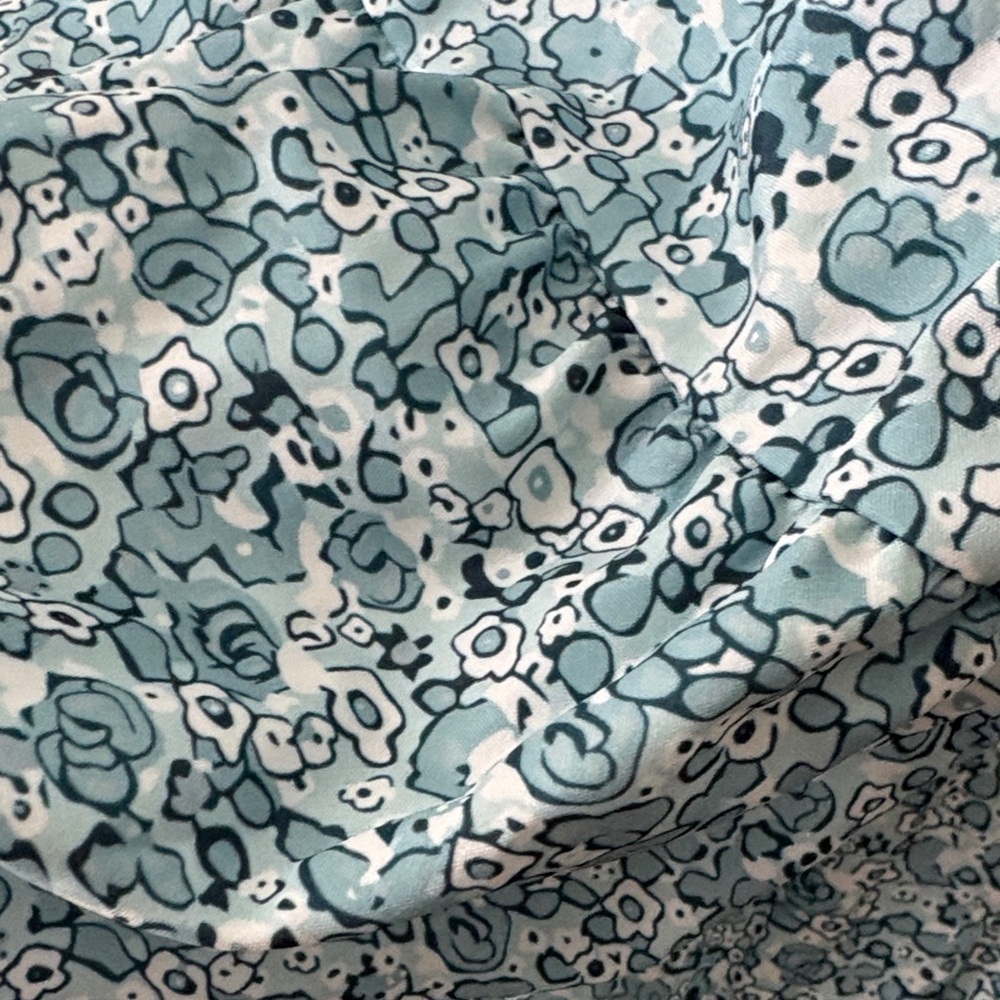 Light Blue Floral Midi Dress with Waist Tie - Picture 2 of 4